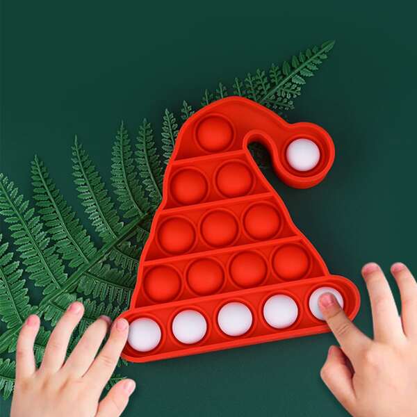 

1pc Christmas Hat Push Pop Bubble, Red and white