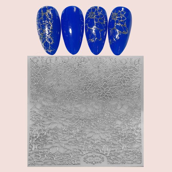 

1sheet Flower Pattern Nail Art Sticker, Silver