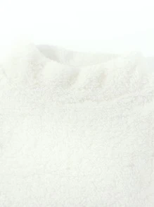 Manfinity 男士素色小圓領絨毛運動衫 - 白色 - 查看 3