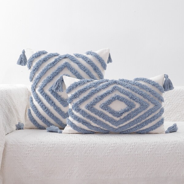 

1pc Tassel Tufted Pillow Cover Without Filler, Multicolor