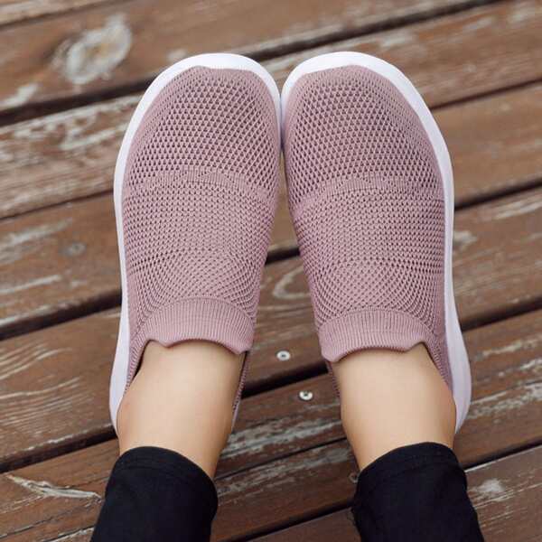 

Slip On Breathable Knit Shoes, Pink