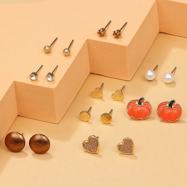 

9pairs Faux Pearl Decor Stud Earrings, Multicolor