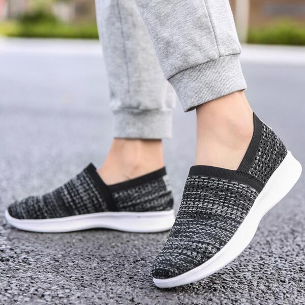 

Slip On Breathable Knit Shoes, Black