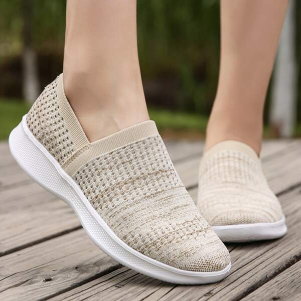 

Slip On Breathable Knit Shoes, Beige