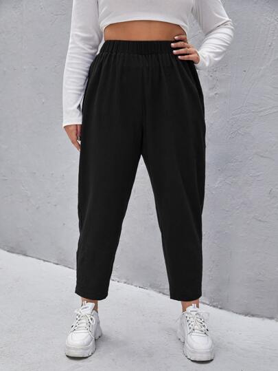 SHEIN EZwear Plus Elastic Waist Carrot Pants