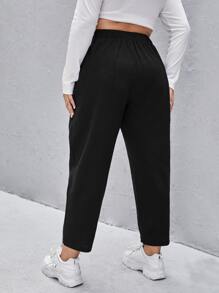 SHEIN EZwear Quần Plus Size màu trơn Giải trí - màu đen - Xem 2