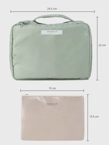 1入組灰色便攜式旅行化妝品收納包，容量大且具有防水功能，可用作化妝品包，化妝品袋，護膚品包，旅行必備，郵輪必備，宿舍必備，婚禮伴娘禮物，母親禮物，生日禮物，朋友和教師禮物，家居裝飾，浴室客廳臥室裝飾，浴室組織者，珠寶組織者，唇油組織者，指甲油組織者，化妝品袋收納盒，化妝品組織盒，化妝箱 - 綠色 - 查看 4
