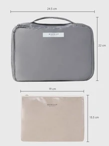1入組便攜式防水化妝包，大容量適用於旅行，灰色化妝袋，化妝品袋，護膚包，化妝盒，旅行隨身包，郵輪隨身包，宿舍隨身包，婚禮伴娘禮物，母親禮物，生日禮物，朋友和老師的禮物，家居裝飾，浴室客廳臥室裝飾，浴室收納盒，珠寶收納盒，唇油收納盒，指甲油收納盒，化妝品收納袋，化妝品收納盒 - 灰色 - 查看 4