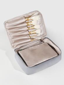 1入組便攜式防水化妝包，大容量適用於旅行，灰色化妝袋，化妝品袋，護膚包，化妝盒，旅行隨身包，郵輪隨身包，宿舍隨身包，婚禮伴娘禮物，母親禮物，生日禮物，朋友和老師的禮物，家居裝飾，浴室客廳臥室裝飾，浴室收納盒，珠寶收納盒，唇油收納盒，指甲油收納盒，化妝品收納袋，化妝品收納盒 - 灰色 - 查看 3