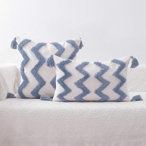 

1pc Tufted Tassel Decor Cushion Cover Without Filler, Multicolor