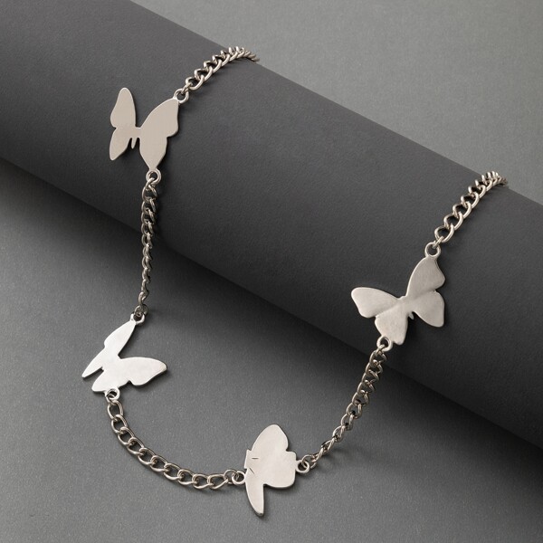 

Butterfly Decor Chain Necklace, Silver