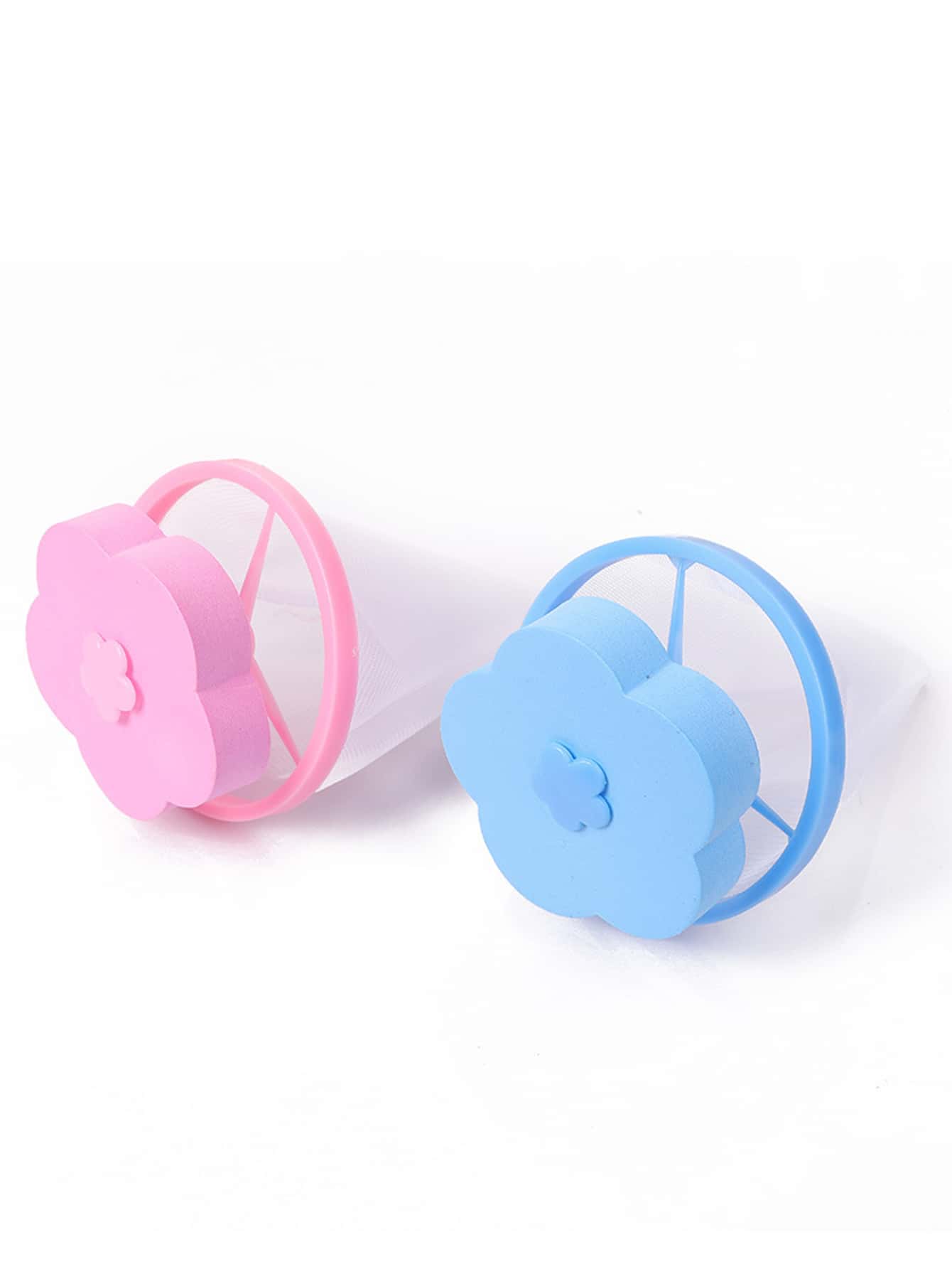 1pc Reusable Washing Machine Filter Net, Floating Lint Mesh Bag, Dog Cat Pet Fur Remover Hair Catcher Pouch, Flower Shaped Lint Trap, Laundry Ball (Blue, Pink)