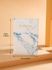 Marble Print Passport Case - Blue and White - View 4