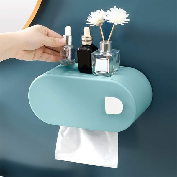 

1pc Multifunctional Tissue Storage Box, Blue