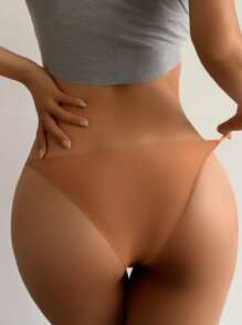 Solid No Show Panty - Brown - View 2