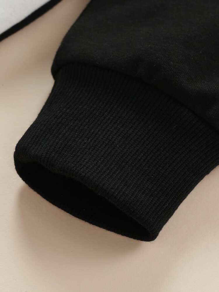 Niñitas Sudadera con estampado de letra de color combinado - Multicolor - Añade 6