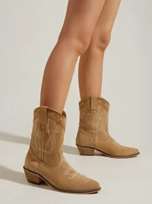 Botas cowboy con diseño de puntada sin cordones