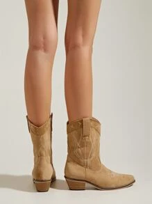 Botas cowboy con diseño de puntada sin cordones