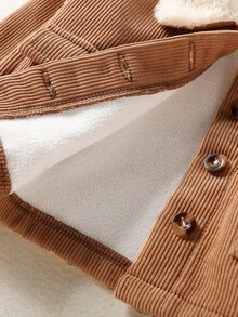 Toddler Girl Jackets Tương phản ren Túi Khối Màu Giải trí - màu nâu - Xem 5