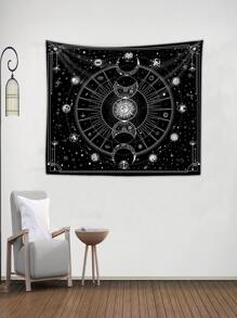 Moon & Sun Print Tapestry - Black and White - View 3