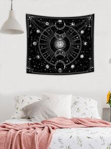 Moon & Sun Print Tapestry - Black and White - View 6
