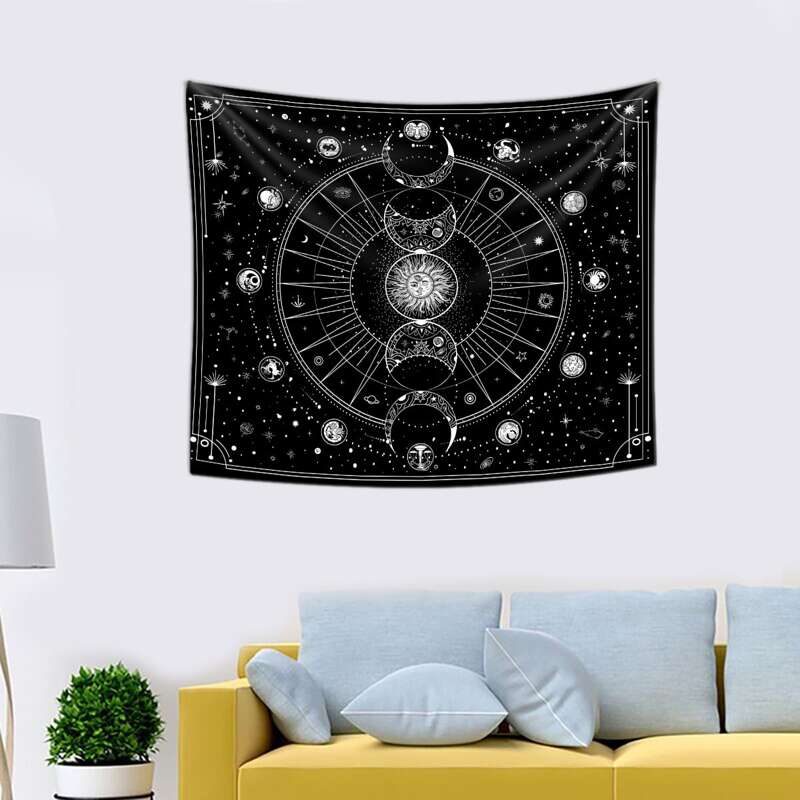 

Moon & Sun Print Tapestry, Black and white