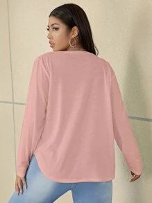 Calvaya Camiseta bajo curvo escote V - Rosa - Ver 2