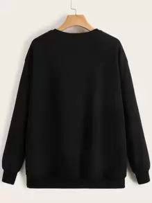 SHEIN LUNE Drop Shoulder Heart Print Pullover