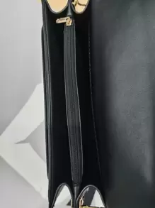 轻便、商务休闲手柄带扣挎包，适合少女、女大学生、新人及白领人士，非常适合办公室、大学、工作、商务、通勤、户外、旅行、郊游，时尚女士包包优雅 - 黑色 - 查看 8