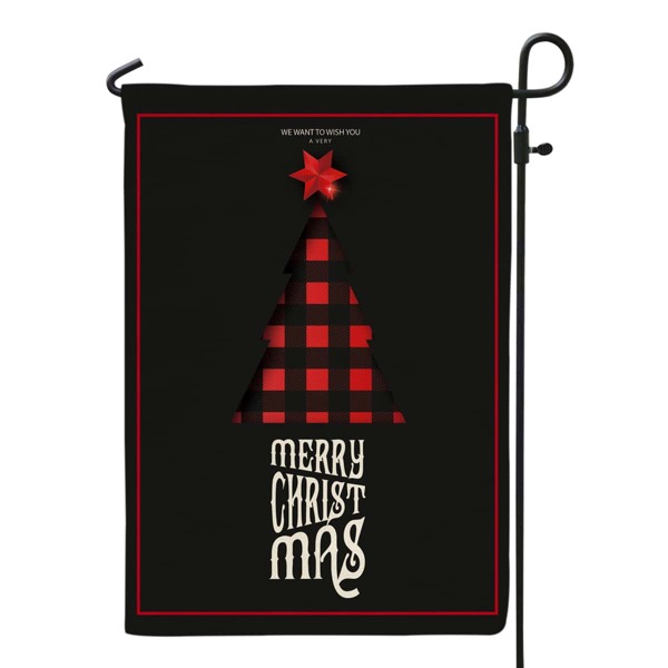 

1pc Christmas Tree Decorative Garden Flag, Black