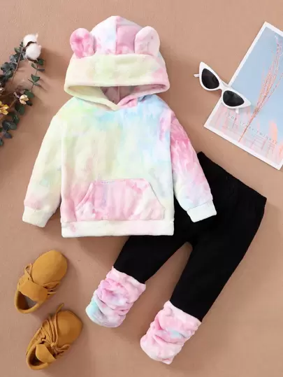 Baby Tie Dye Hooded Flannel Sweatshirt & Sweatpants