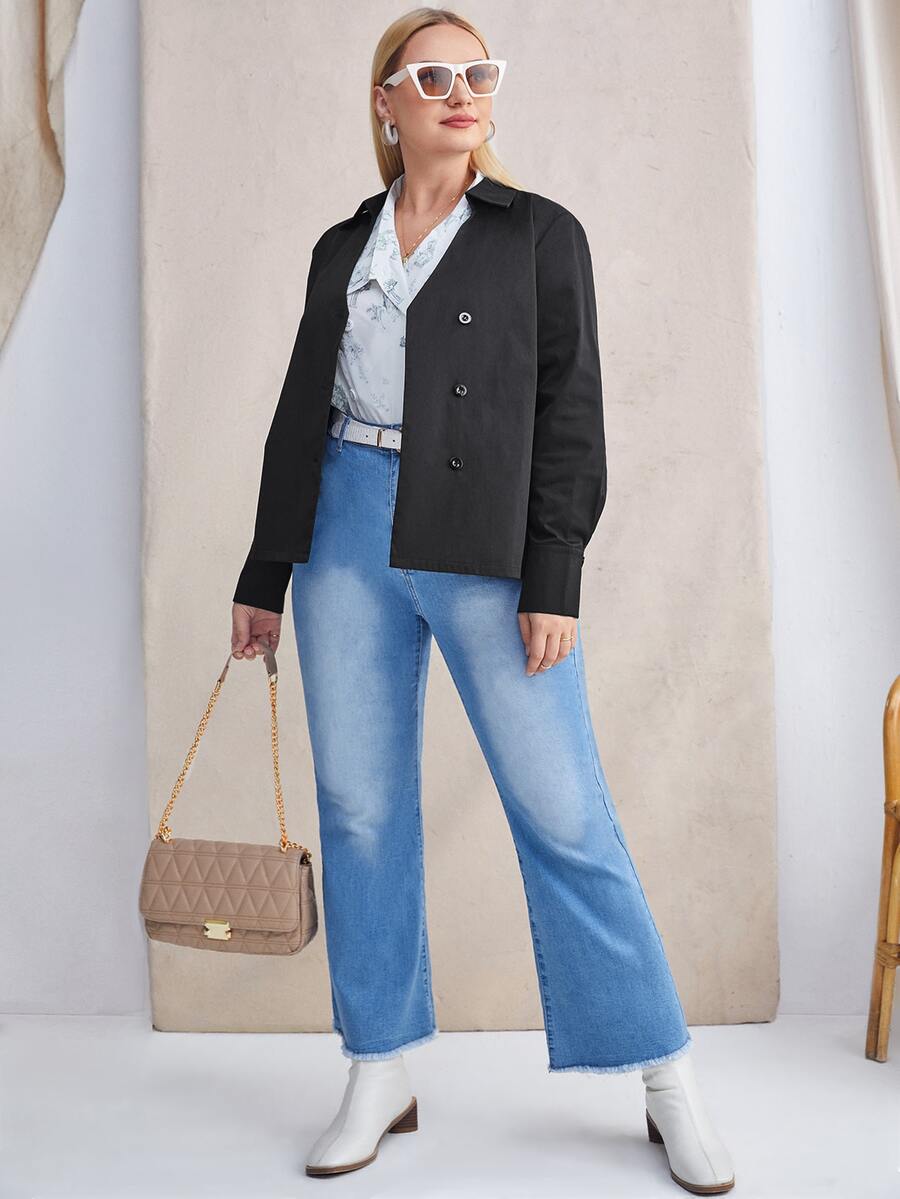 Hơn Áo sơ mi Nút phía trước Cổ v - màu đen - Xem 1