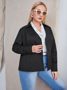 Hơn Áo sơ mi Nút phía trước Cổ v - màu đen - Xem 4