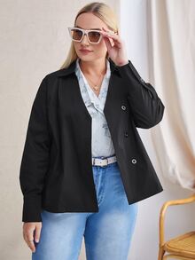 Hơn Áo sơ mi Nút phía trước Cổ v - màu đen - Xem 5