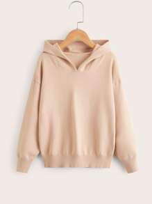 Niñas Jersey de hombros caídos con capucha - Albaricoque - Ver 1