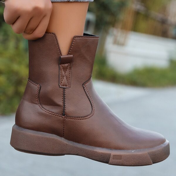 

Minimalist Side Zip Classic Boots, Brown