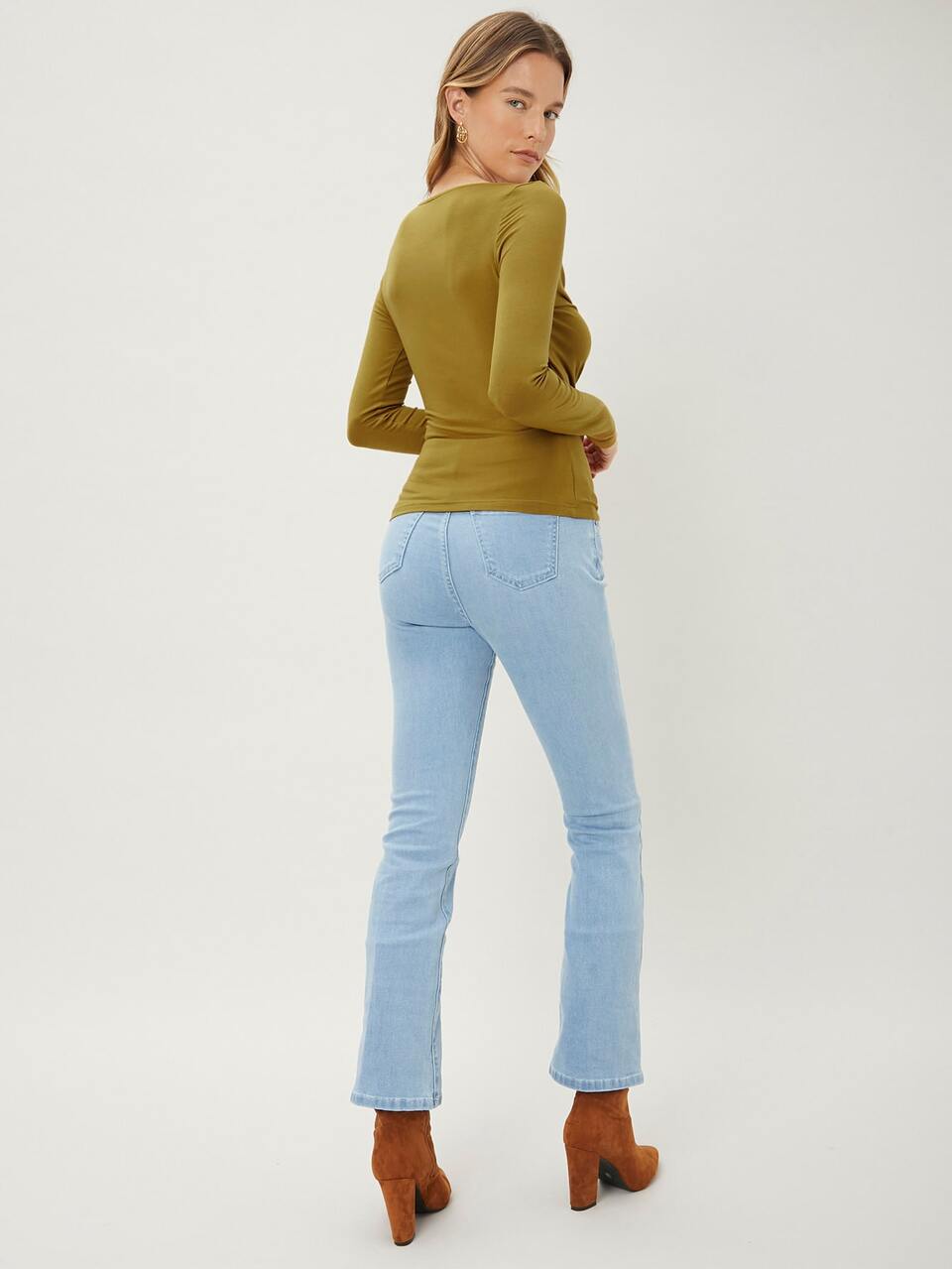 MOTF MODAL SLIM GATHERED WRAP T-SHIRT