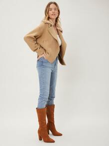 MOTF PREMIUM WOOL BLEND BIKER OVERCOAT - Khaki - View 8