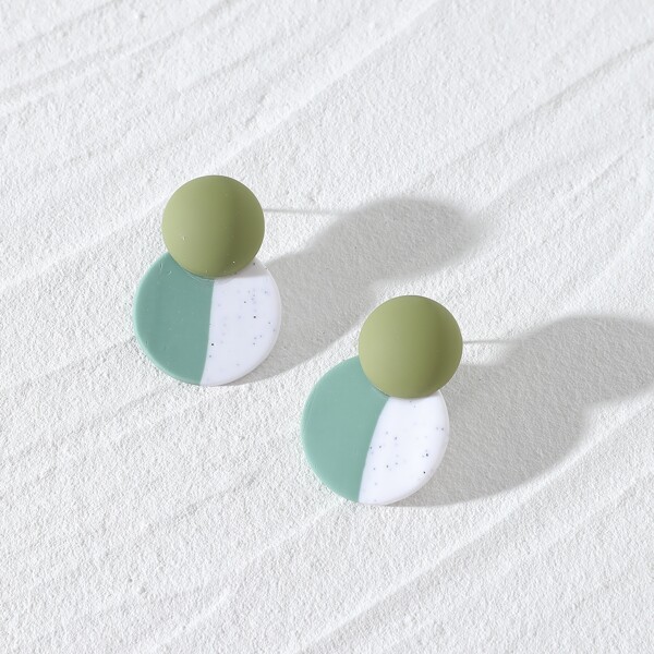 

Colorblock Round Earrings, Multicolor