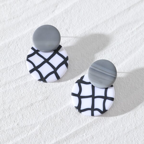 

Plaid Round Earrings, Multicolor
