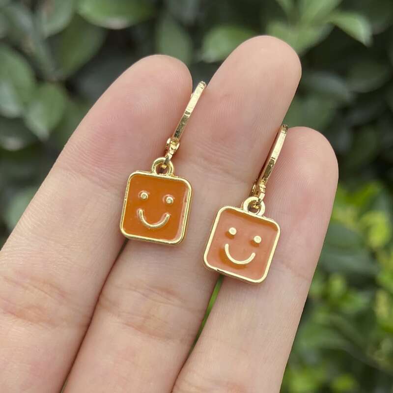 

Geo Drop Earrings, Orange