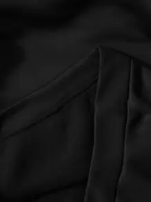 Manfinity Homme Men Slogan Graphic Kangaroo Pocket Drawstring Thermal Hoodie - Black - View 3