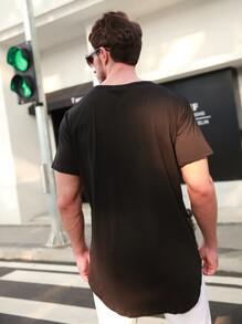 男士纯色休闲短袖背心 - 黑色 - 查看 2