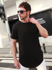 男士纯色休闲短袖背心 - 黑色 - 查看 3