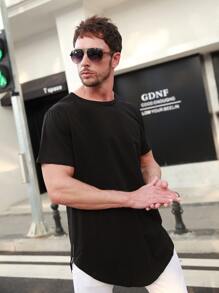 男士纯色休闲短袖背心 - 黑色 - 查看 4