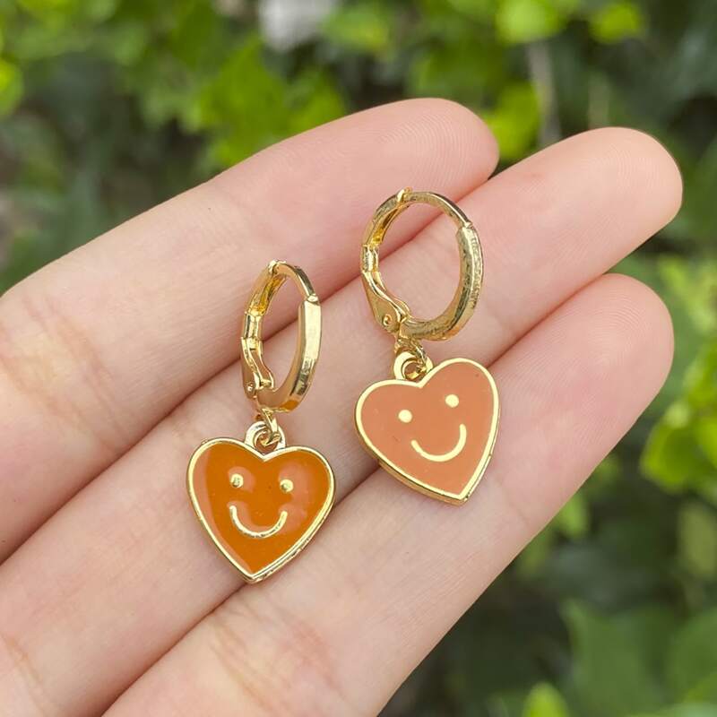

Heart Drop Earrings, Orange