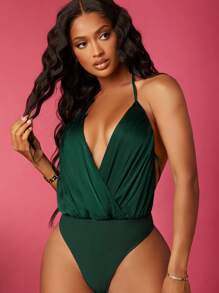SHEIN SXY Tie Backless Halter Bodysuit