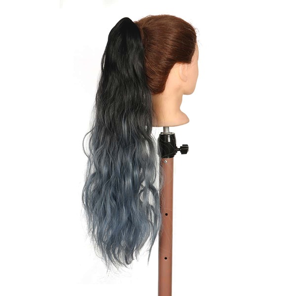 

Long Curly Ponytail Hair Extension, Dusty blue