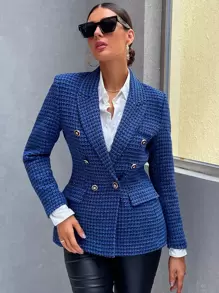 Aveloria Modichic 双排扣格子粗花呢大衣工作服