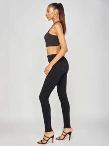 SHEIN Tall 高彈力緊身牛仔褲 - 黑色 - 查看 5